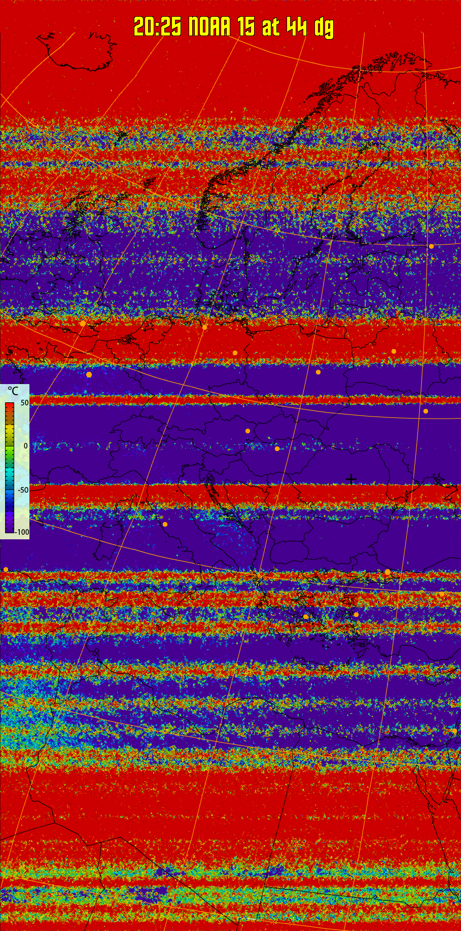 therm:
Produces a false colour image from NOAA APT images based on temperature.
Provides a good way of visualising cloud temperatures.