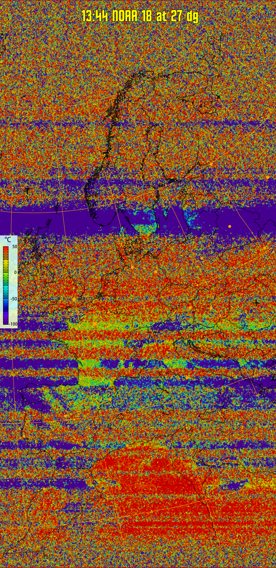 therm:
Produces a false colour image from NOAA APT images based on temperature.
Provides a good way of visualising cloud temperatures.