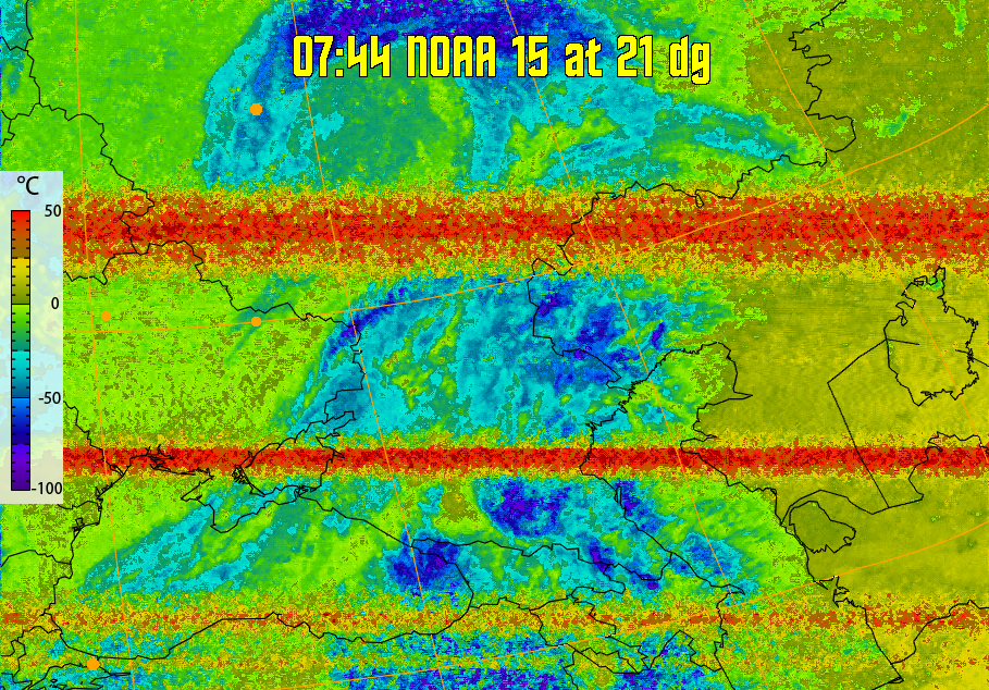 therm:
Produces a false colour image from NOAA APT images based on temperature.
Provides a good way of visualising cloud temperatures.