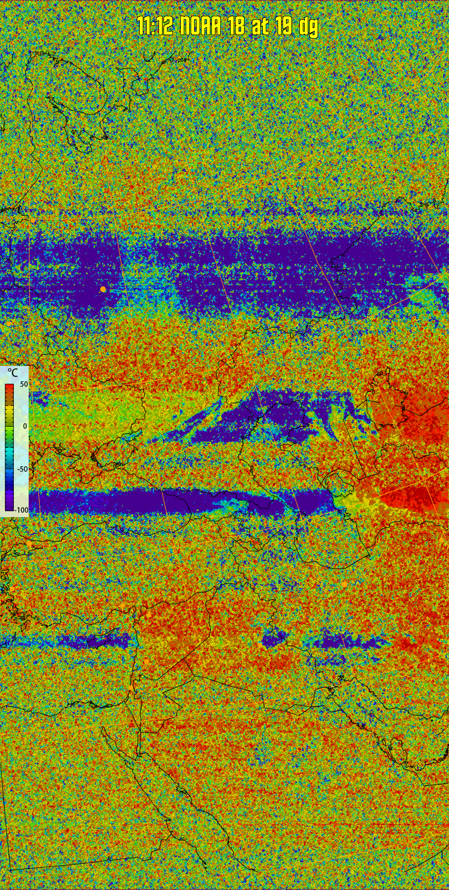 therm:
Produces a false colour image from NOAA APT images based on temperature.
Provides a good way of visualising cloud temperatures.