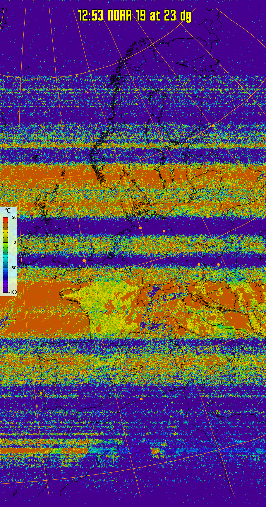 therm:
Produces a false colour image from NOAA APT images based on temperature.
Provides a good way of visualising cloud temperatures.