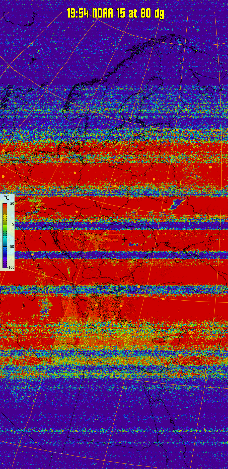therm:
Produces a false colour image from NOAA APT images based on temperature.
Provides a good way of visualising cloud temperatures.