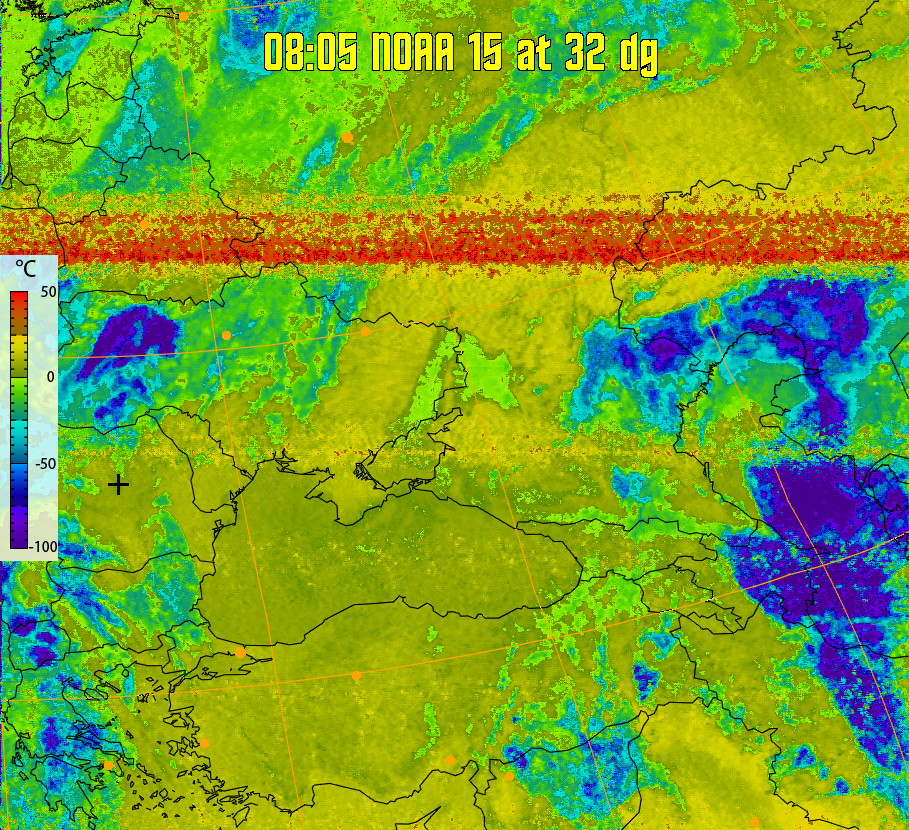 therm:
Produces a false colour image from NOAA APT images based on temperature.
Provides a good way of visualising cloud temperatures.