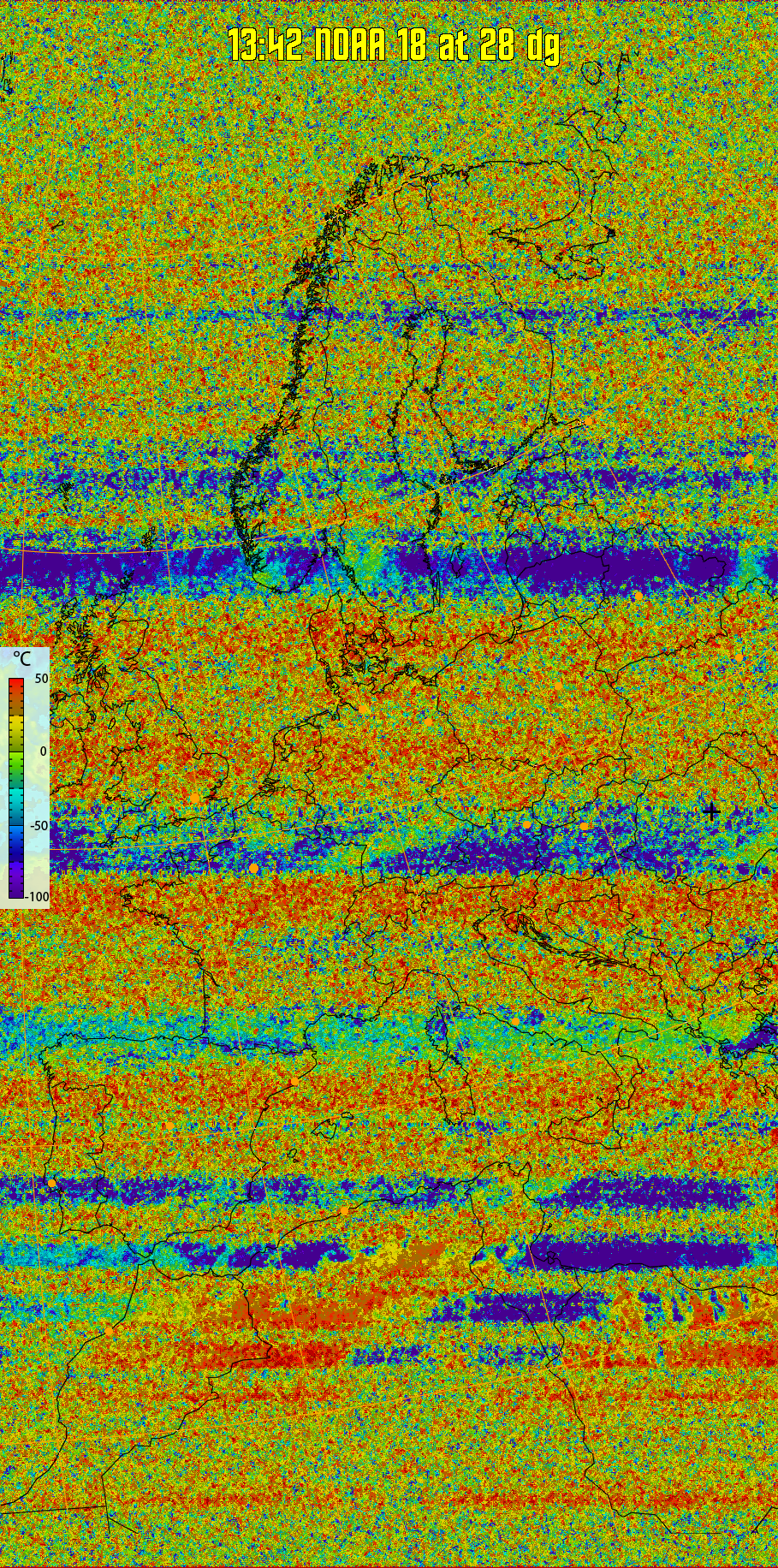 therm:
Produces a false colour image from NOAA APT images based on temperature.
Provides a good way of visualising cloud temperatures.