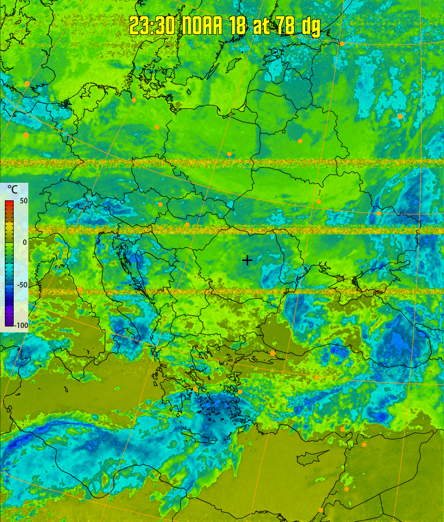therm:
Produces a false colour image from NOAA APT images based on temperature.
Provides a good way of visualising cloud temperatures.