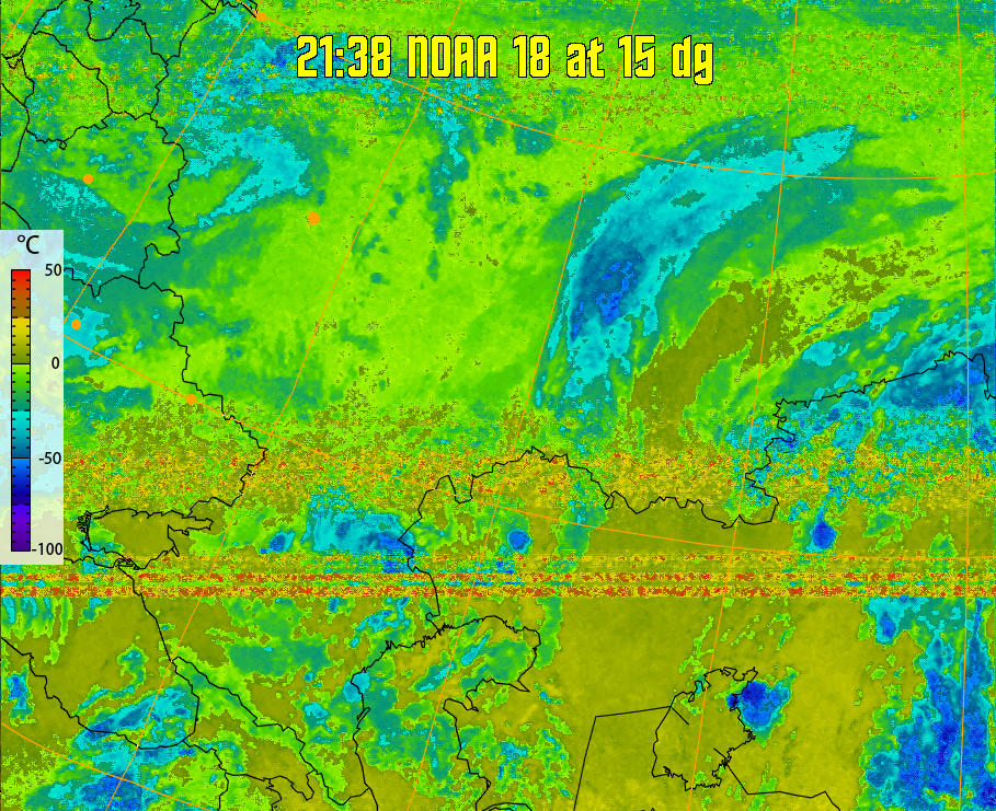 therm:
Produces a false colour image from NOAA APT images based on temperature.
Provides a good way of visualising cloud temperatures.