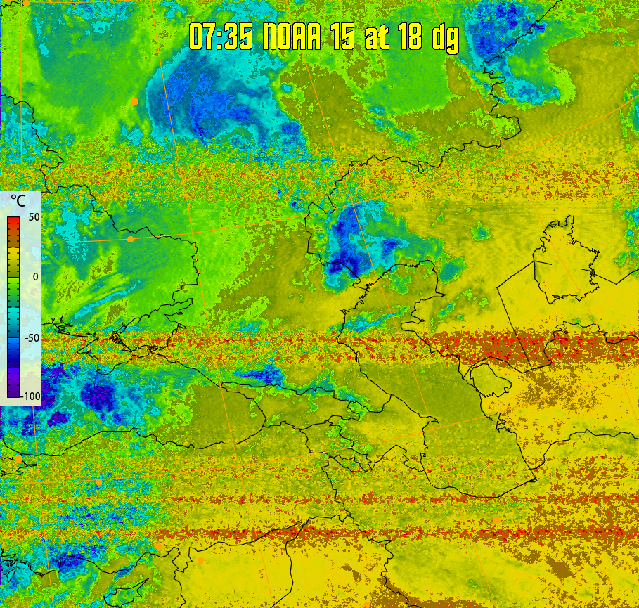therm:
Produces a false colour image from NOAA APT images based on temperature.
Provides a good way of visualising cloud temperatures.