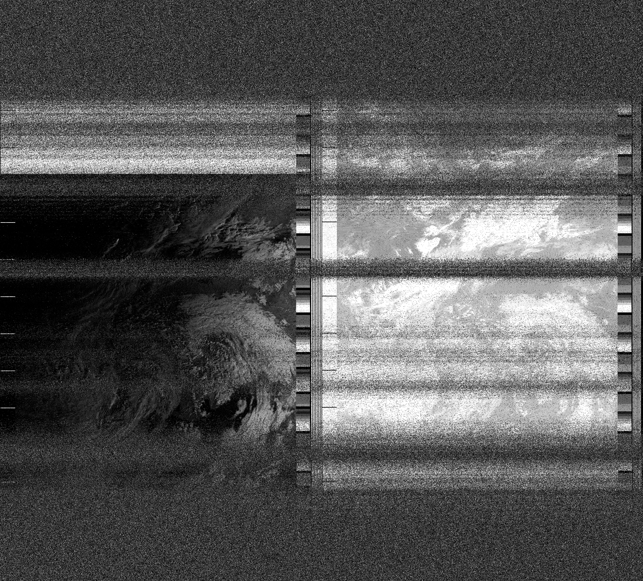 Pristine output with telemetry data withut cropping. Pristine images are
unenhanced, but normalised to produce images which represent,
as best as the software is able to, the original digital data. No attempt is made to temperature
normalise IR images. Disables gamma, sharpening, rotation, and other enhancements.