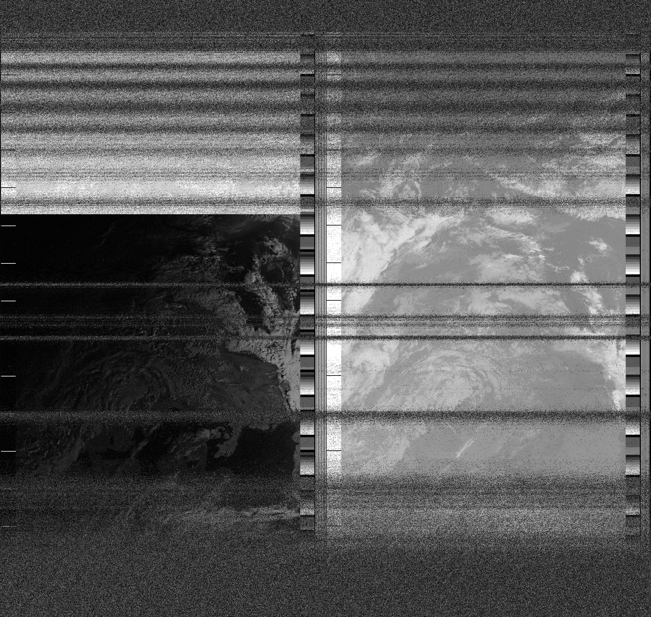 Pristine output with telemetry data withut cropping. Pristine images are
unenhanced, but normalised to produce images which represent,
as best as the software is able to, the original digital data. No attempt is made to temperature
normalise IR images. Disables gamma, sharpening, rotation, and other enhancements.