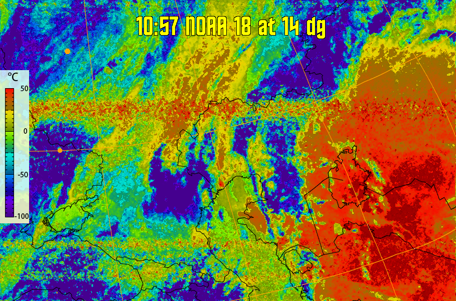 therm:
Produces a false colour image from NOAA APT images based on temperature.
Provides a good way of visualising cloud temperatures.