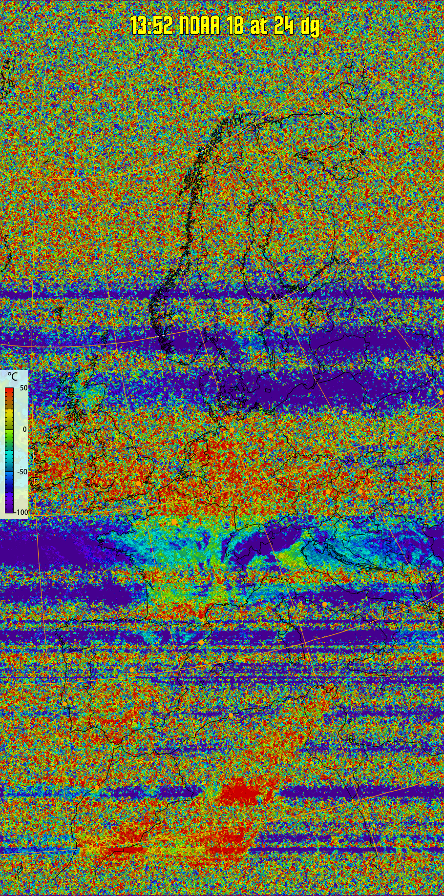 therm:
Produces a false colour image from NOAA APT images based on temperature.
Provides a good way of visualising cloud temperatures.