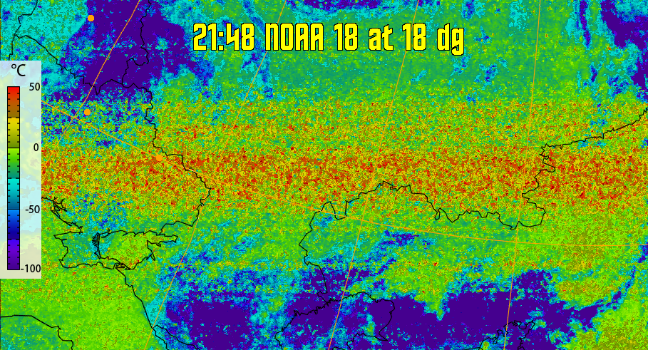 therm:
Produces a false colour image from NOAA APT images based on temperature.
Provides a good way of visualising cloud temperatures.