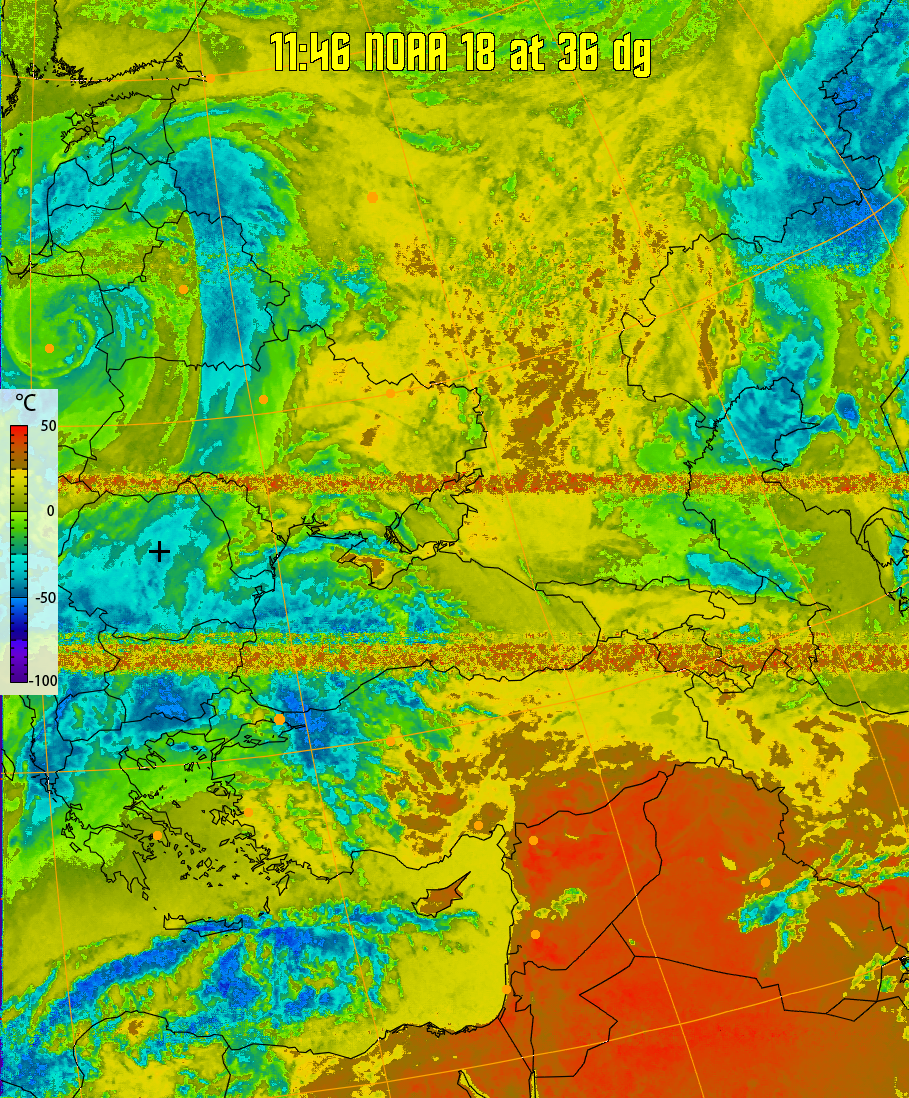 therm:
Produces a false colour image from NOAA APT images based on temperature.
Provides a good way of visualising cloud temperatures.