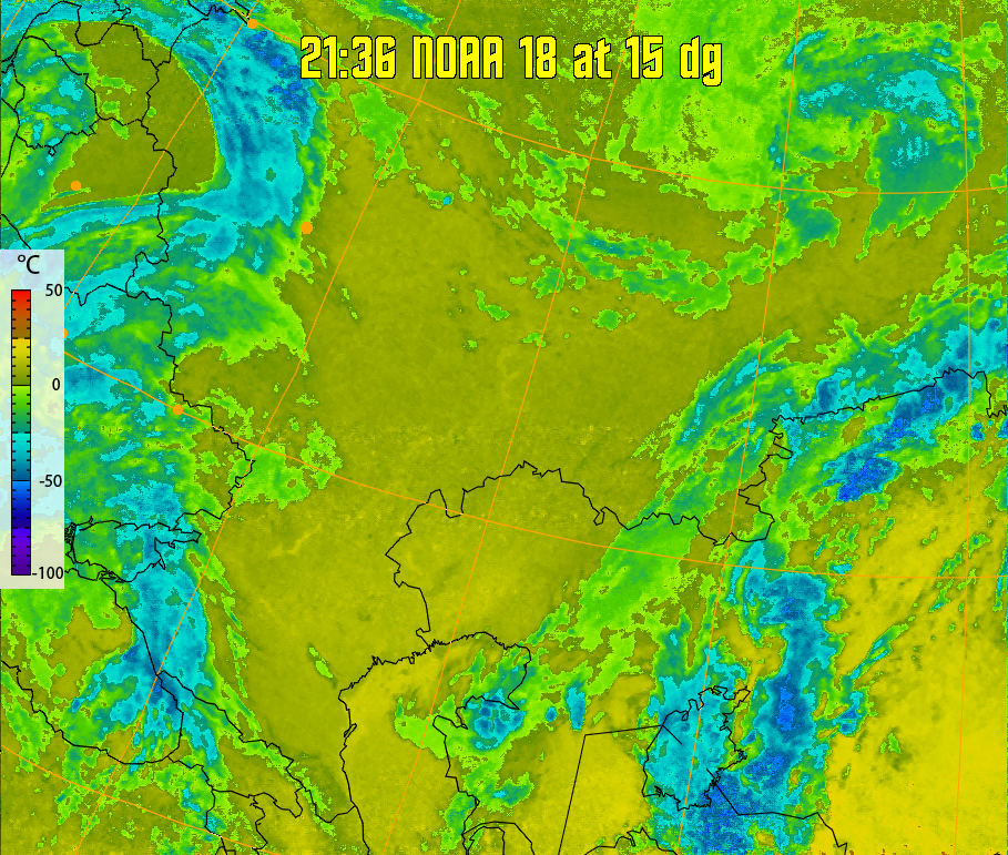 therm:
Produces a false colour image from NOAA APT images based on temperature.
Provides a good way of visualising cloud temperatures.