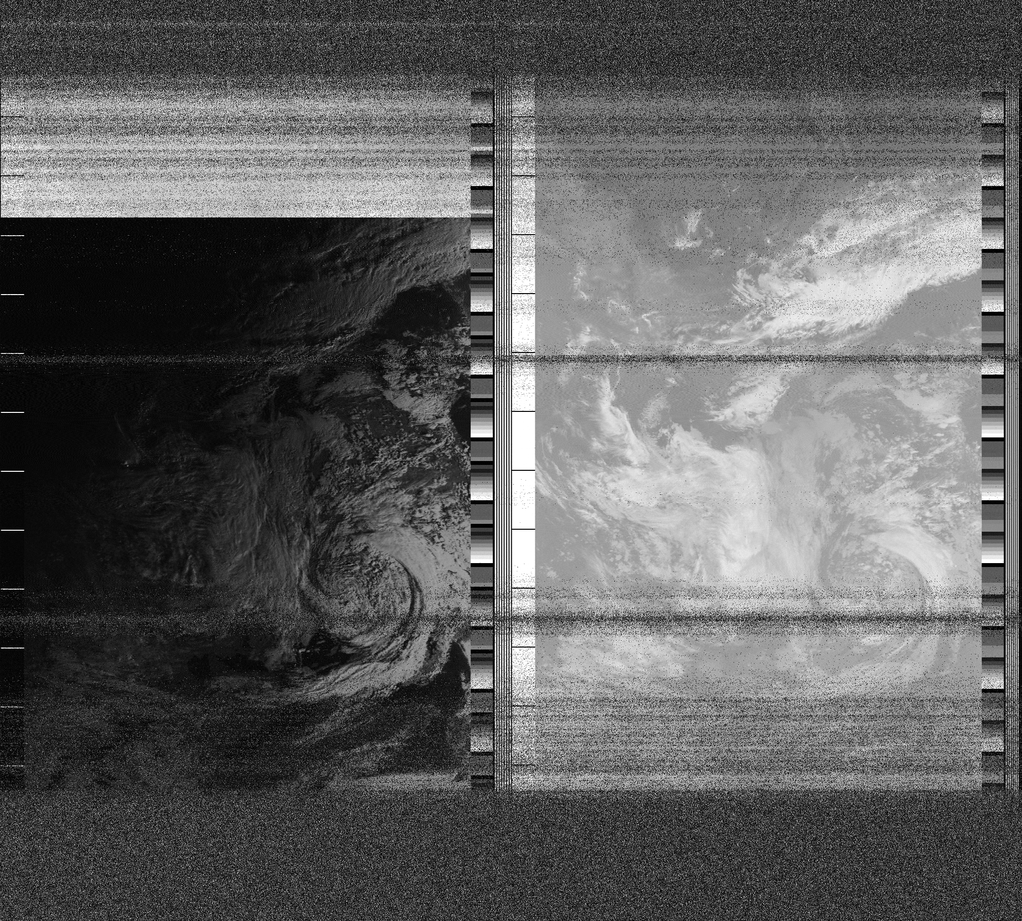 Pristine output with telemetry data withut cropping. Pristine images are
unenhanced, but normalised to produce images which represent,
as best as the software is able to, the original digital data. No attempt is made to temperature
normalise IR images. Disables gamma, sharpening, rotation, and other enhancements.