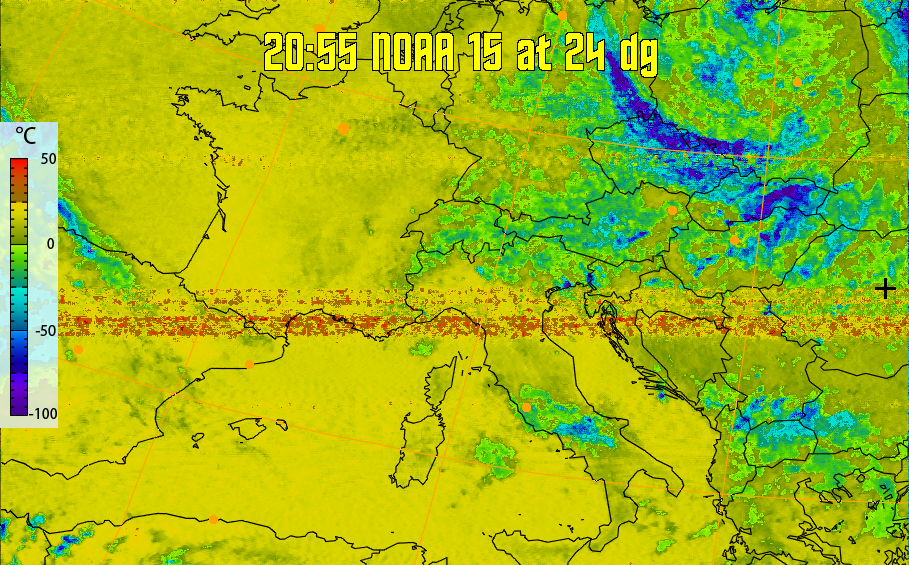 therm:
Produces a false colour image from NOAA APT images based on temperature.
Provides a good way of visualising cloud temperatures.