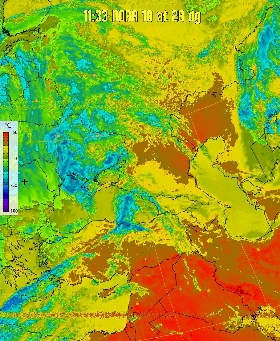 therm:
Produces a false colour image from NOAA APT images based on temperature.
Provides a good way of visualising cloud temperatures.