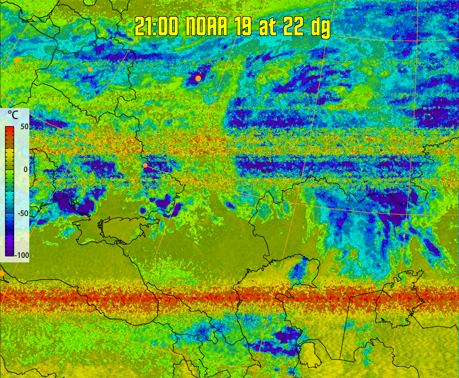 therm:
Produces a false colour image from NOAA APT images based on temperature.
Provides a good way of visualising cloud temperatures.