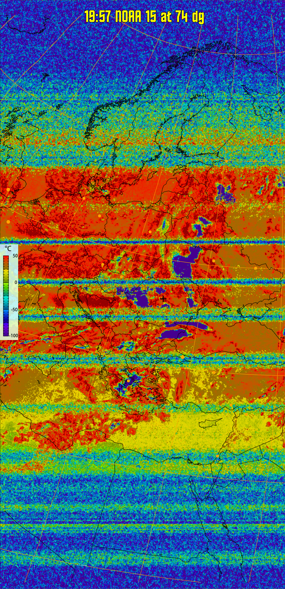 therm:
Produces a false colour image from NOAA APT images based on temperature.
Provides a good way of visualising cloud temperatures.