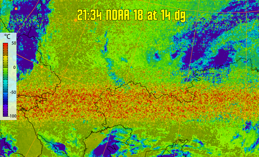 therm:
Produces a false colour image from NOAA APT images based on temperature.
Provides a good way of visualising cloud temperatures.