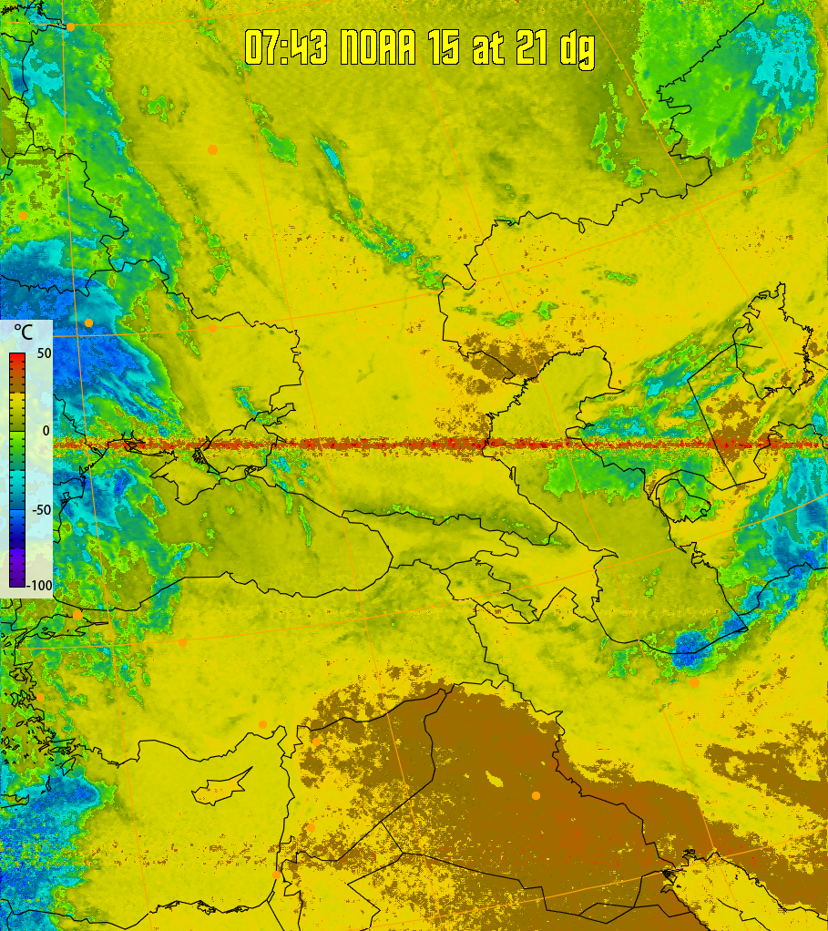 therm:
Produces a false colour image from NOAA APT images based on temperature.
Provides a good way of visualising cloud temperatures.