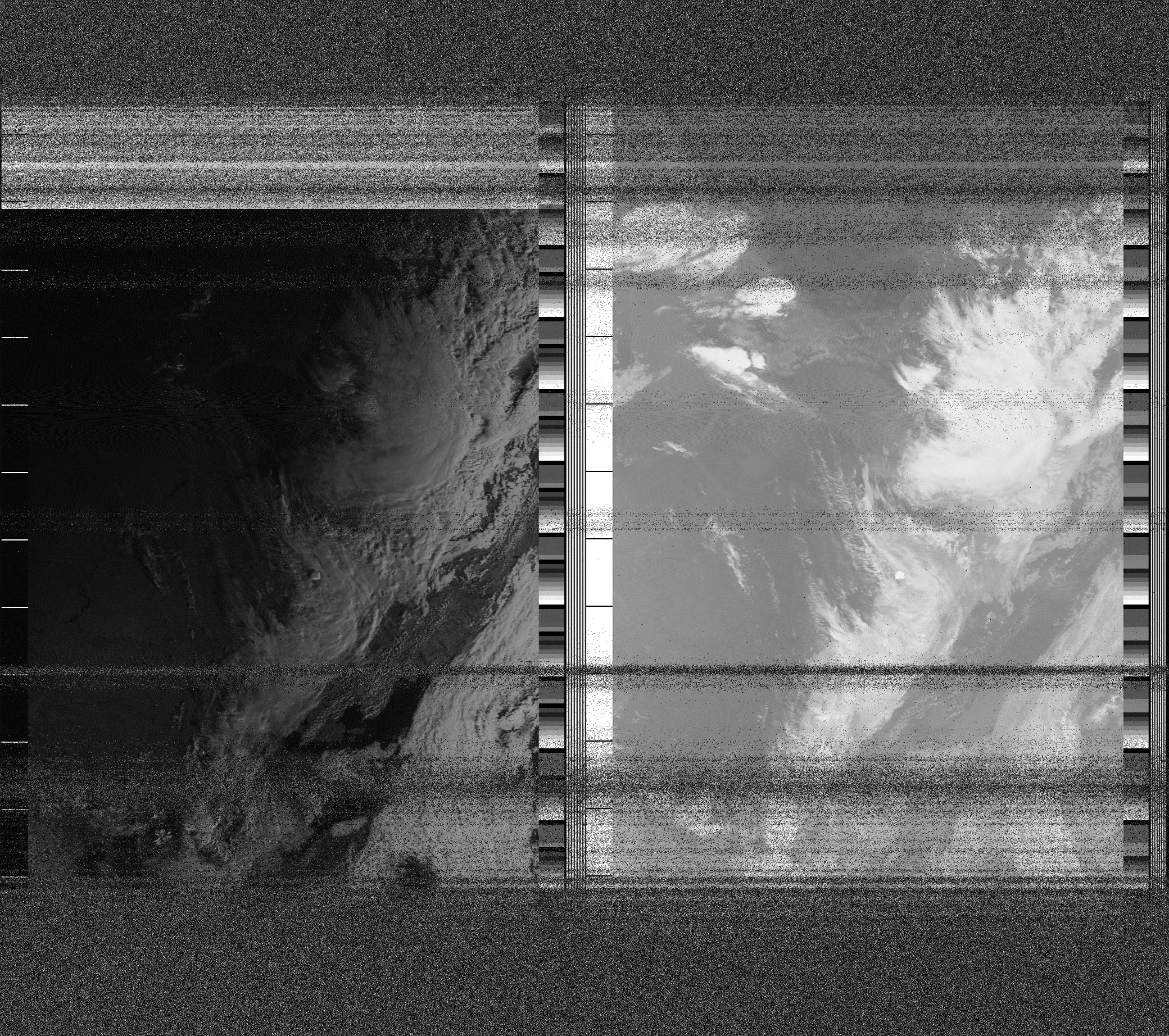 Pristine output with telemetry data withut cropping. Pristine images are
unenhanced, but normalised to produce images which represent,
as best as the software is able to, the original digital data. No attempt is made to temperature
normalise IR images. Disables gamma, sharpening, rotation, and other enhancements.
