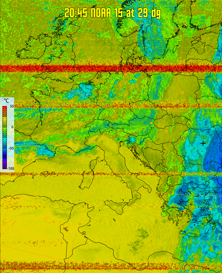 therm:
Produces a false colour image from NOAA APT images based on temperature.
Provides a good way of visualising cloud temperatures.