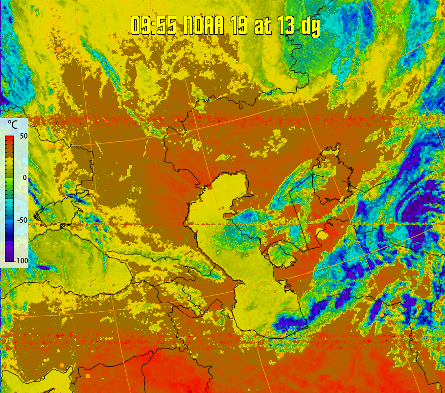 therm:
Produces a false colour image from NOAA APT images based on temperature.
Provides a good way of visualising cloud temperatures.