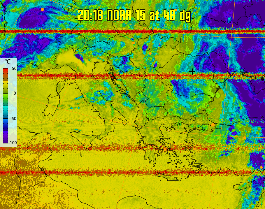 therm:
Produces a false colour image from NOAA APT images based on temperature.
Provides a good way of visualising cloud temperatures.