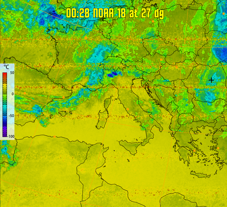 therm:
Produces a false colour image from NOAA APT images based on temperature.
Provides a good way of visualising cloud temperatures.