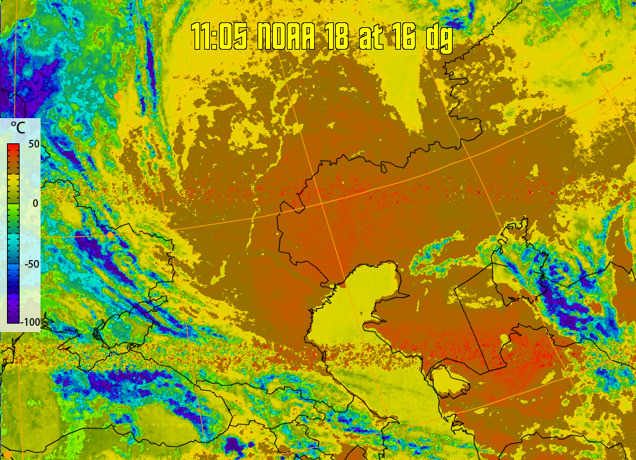 therm:
Produces a false colour image from NOAA APT images based on temperature.
Provides a good way of visualising cloud temperatures.