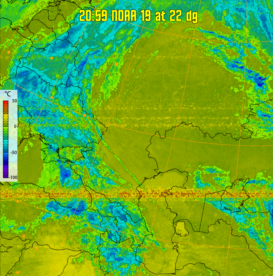 therm:
Produces a false colour image from NOAA APT images based on temperature.
Provides a good way of visualising cloud temperatures.