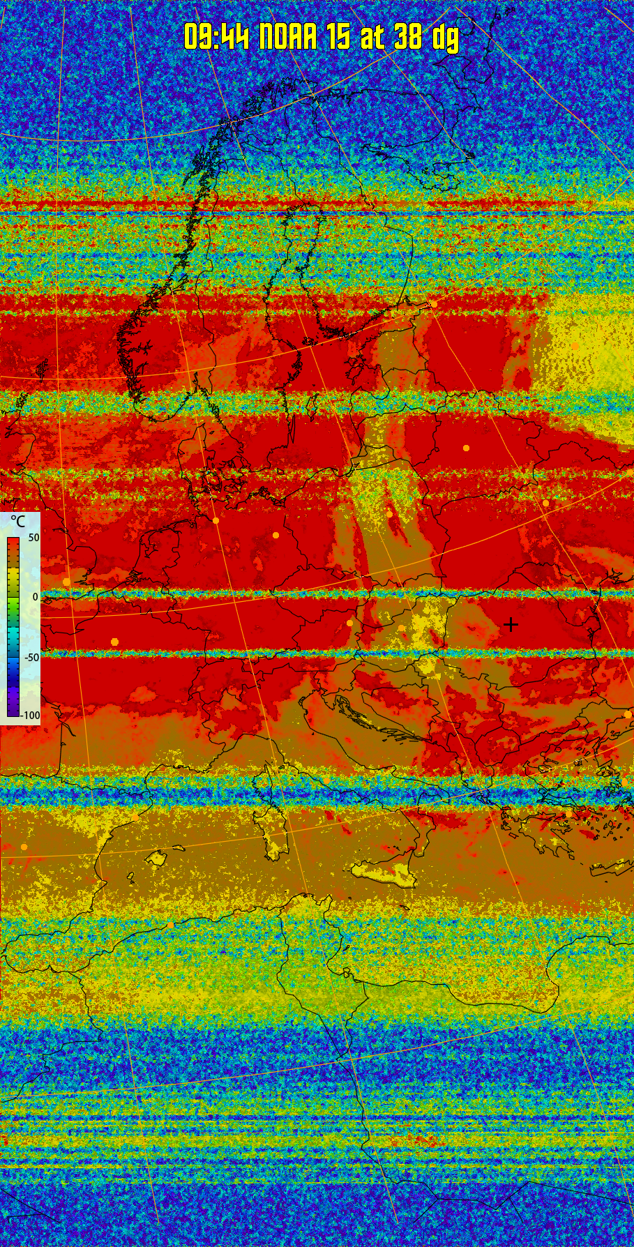 therm:
Produces a false colour image from NOAA APT images based on temperature.
Provides a good way of visualising cloud temperatures.