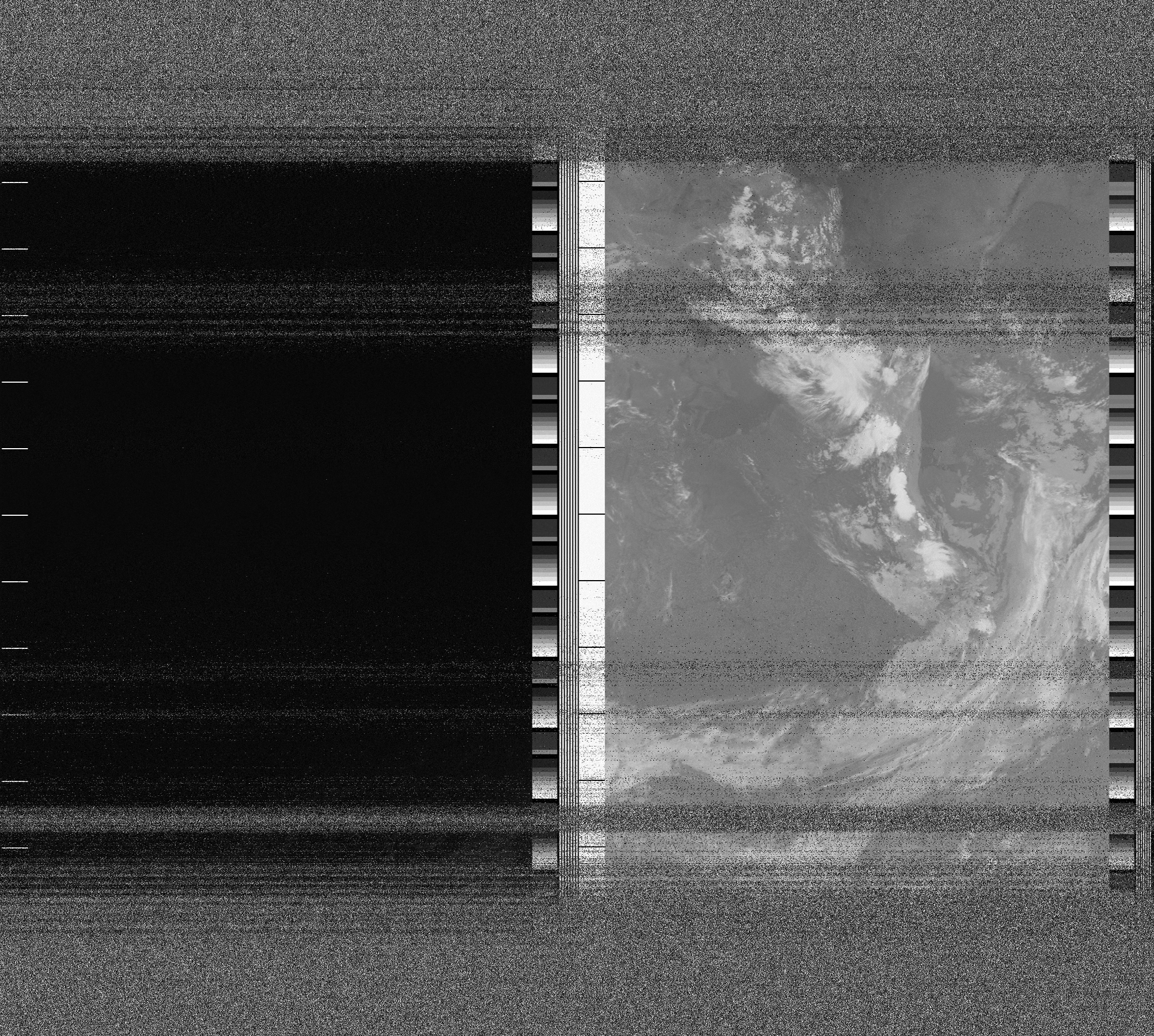 Pristine output with telemetry data withut cropping. Pristine images are
unenhanced, but normalised to produce images which represent,
as best as the software is able to, the original digital data. No attempt is made to temperature
normalise IR images. Disables gamma, sharpening, rotation, and other enhancements.