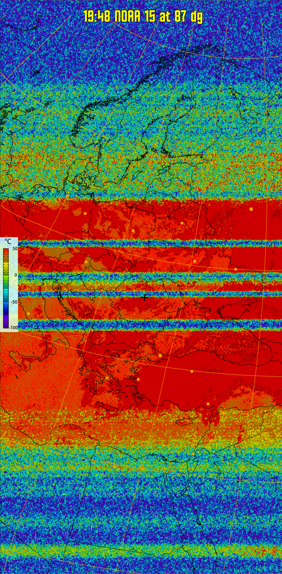 therm:
Produces a false colour image from NOAA APT images based on temperature.
Provides a good way of visualising cloud temperatures.