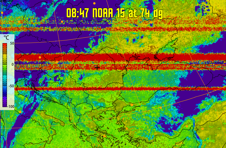 therm:
Produces a false colour image from NOAA APT images based on temperature.
Provides a good way of visualising cloud temperatures.