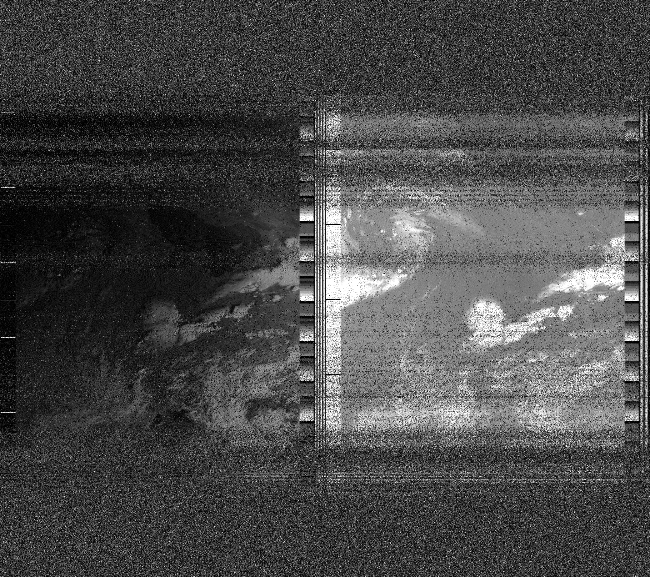 Pristine output with telemetry data withut cropping. Pristine images are
unenhanced, but normalised to produce images which represent,
as best as the software is able to, the original digital data. No attempt is made to temperature
normalise IR images. Disables gamma, sharpening, rotation, and other enhancements.