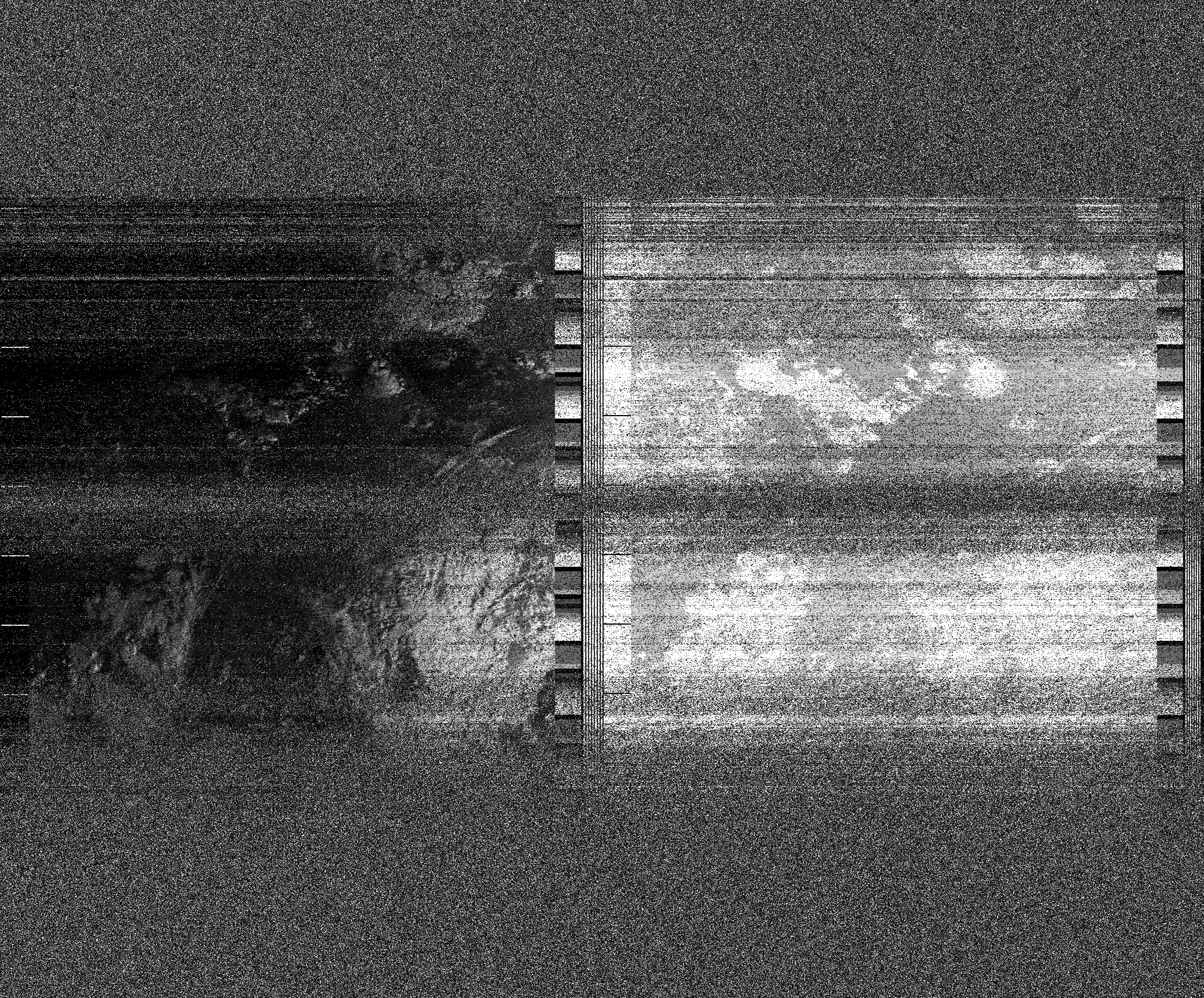 Pristine output with telemetry data withut cropping. Pristine images are
unenhanced, but normalised to produce images which represent,
as best as the software is able to, the original digital data. No attempt is made to temperature
normalise IR images. Disables gamma, sharpening, rotation, and other enhancements.