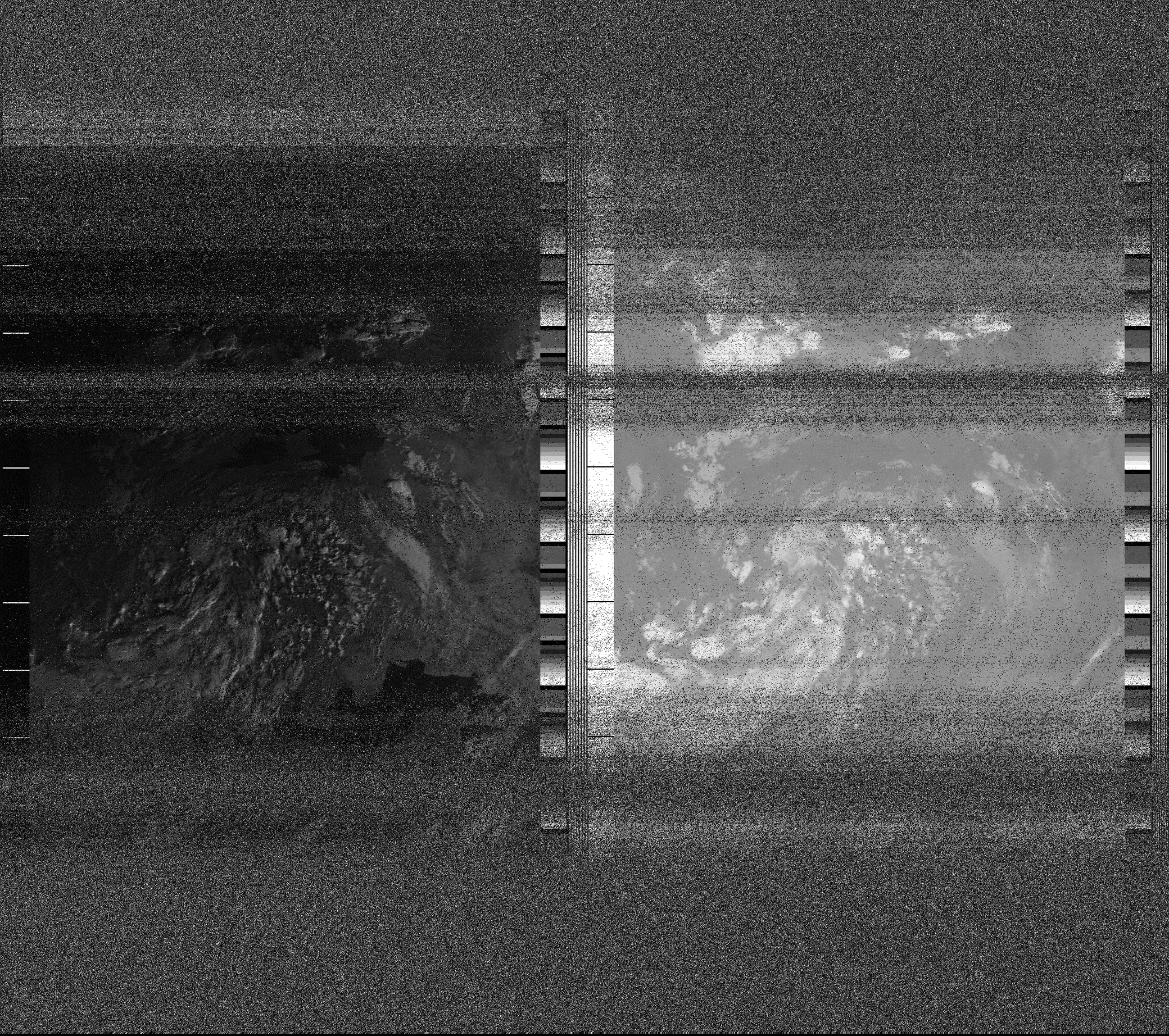 Pristine output with telemetry data withut cropping. Pristine images are
unenhanced, but normalised to produce images which represent,
as best as the software is able to, the original digital data. No attempt is made to temperature
normalise IR images. Disables gamma, sharpening, rotation, and other enhancements.