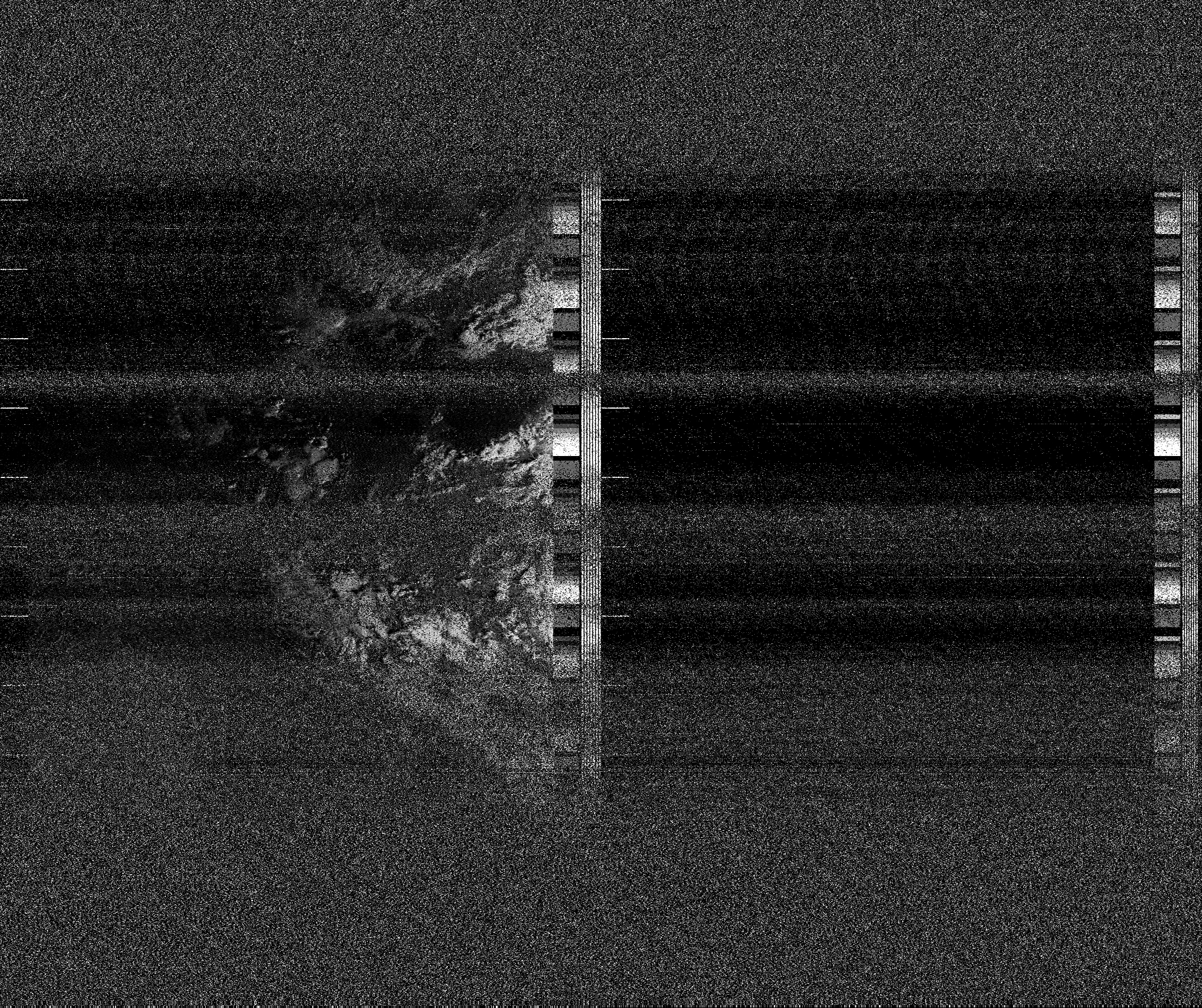Pristine output with telemetry data withut cropping. Pristine images are
unenhanced, but normalised to produce images which represent,
as best as the software is able to, the original digital data. No attempt is made to temperature
normalise IR images. Disables gamma, sharpening, rotation, and other enhancements.