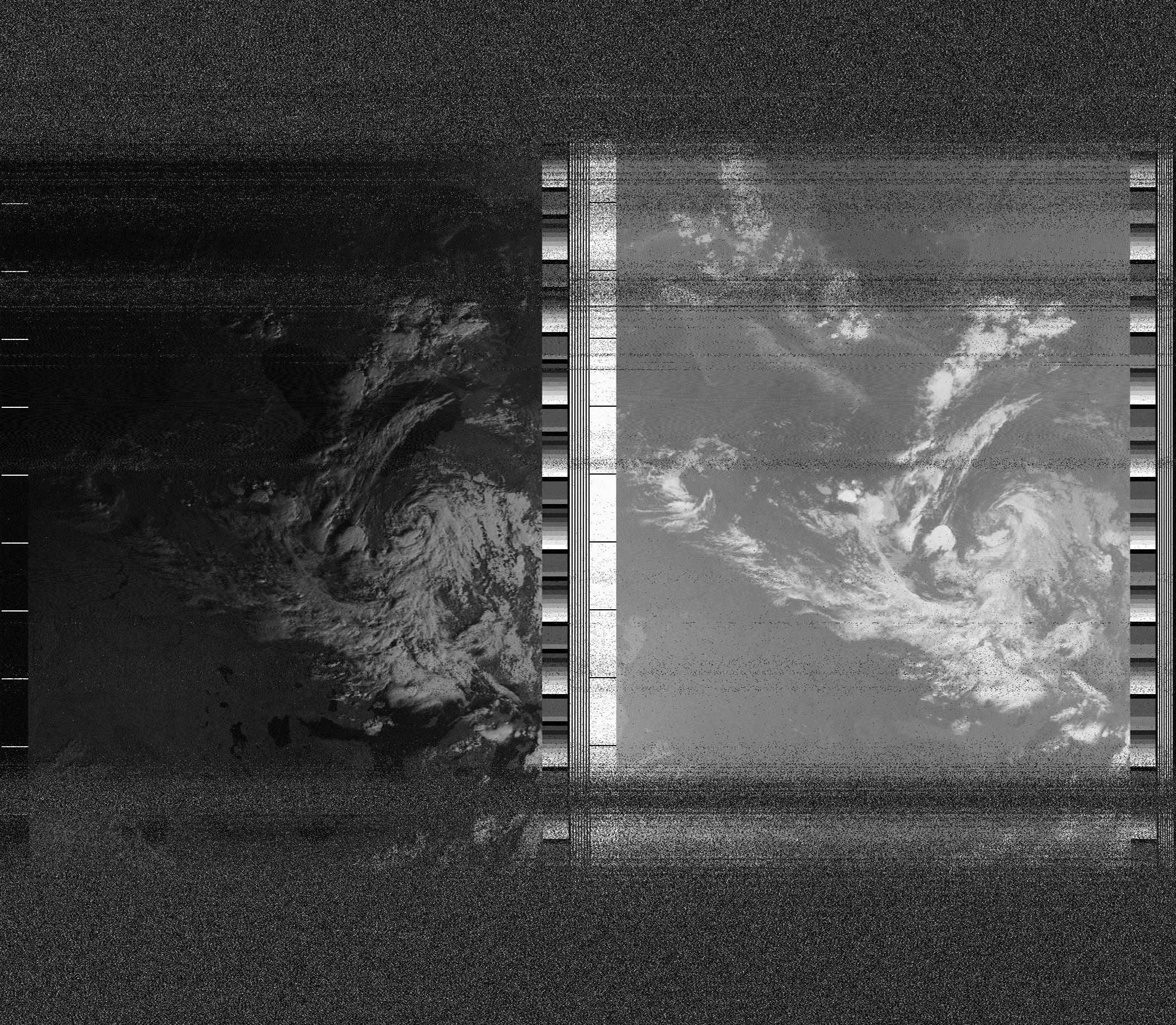 Pristine output with telemetry data withut cropping. Pristine images are
unenhanced, but normalised to produce images which represent,
as best as the software is able to, the original digital data. No attempt is made to temperature
normalise IR images. Disables gamma, sharpening, rotation, and other enhancements.